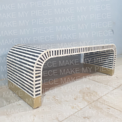 DANIELLE Bone Inlay Waterfall Style Solid Wood Coffee Table Strip Pattern DANIELLE Bone Inlay Waterfall Style Solid Wood Coffee Table Strip Pattern