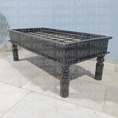 TARIKA Indian Hand Carved Embossed Brass Work Coffee Table TARIKA Indian Hand Carved Embossed Brass Work Coffee Table