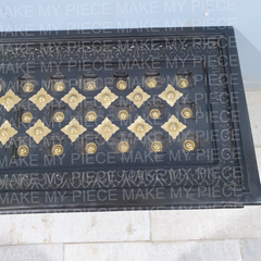 TARIKA Indian Hand Carved Embossed Brass Work Coffee Table TARIKA Indian Hand Carved Embossed Brass Work Coffee Table