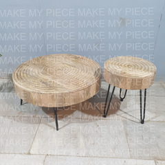 MICHELE The Attic Jessie Solid Wood Hand Carved Coffee Table Set Of 2 Natural MICHELE The Attic Jessie Solid Wood Hand Carved Coffee Table Set Of 2 Natural