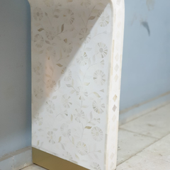 Bone Inlay Waterfall Console Table Floral Pattern 100x40x80cm White Bone Inlay Waterfall Console Table Floral Pattern 100x40x80cm White