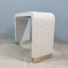 Bone Inlay Waterfall Console Table Floral Pattern 100x40x80cm White Bone Inlay Waterfall Console Table Floral Pattern 100x40x80cm White