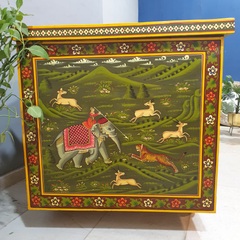 Indian Vintage Hand Painted Solid Wood Merchants Chest Storage Box 157x77x82 cm Indian Vintage Hand Painted Solid Wood Merchants Chest Storage Box 157x77x82 cm