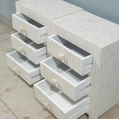 Bone Inlay White Stripe Pattern Bedside Table With 3 Drawers 45X30X60 Cm Bone Inlay White Stripe Pattern Bedside Table With 3 Drawers 45X30X60 Cm