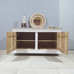 Handmade Indian Furniture Solid Hard Wood Carved 2 Doors Cabinet Sideboard Handmade Indian Furniture Solid Hard Wood Carved 2 Doors Cabinet Sideboard