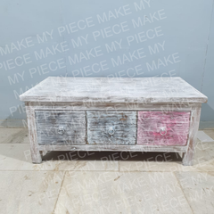 KARENLEE Reclaimed Wood 3 Drawers Coffee Table Whitewash KARENLEE Reclaimed Wood 3 Drawers Coffee Table Whitewash