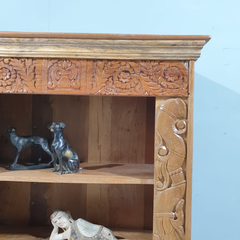 Handmade Indian Furniture Carved Solid Hard Wood Bookshelf with Drawers Brown Handmade Indian Furniture Carved Solid Hard Wood Bookshelf with Drawers Brown