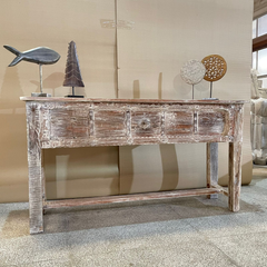 Handmade Indian Furniture Solid Mango Wood Console Hall Table Rustic White Handmade Indian Furniture Solid Mango Wood Console Hall Table Rustic White
