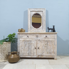 Handmade Indian Furniture Carved Solid Hard Wood 2 Door Cabinet All White Handmade Indian Furniture Carved Solid Hard Wood 2 Door Cabinet All White