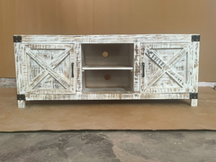 Indian Furniture Handmade Carved Solid Hard Wood 2 Doors Tv Unit Rustic White Indian Furniture Handmade Carved Solid Hard Wood 2 Doors Tv Unit Rustic White