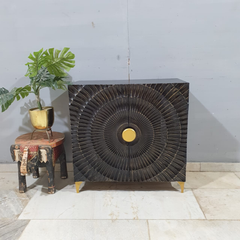 Indian Handmade Carved Solid Hard Wood French Legged Sideboard Black 80x40x80Cm Indian Handmade Carved Solid Hard Wood French Legged Sideboard Black 80x40x80Cm