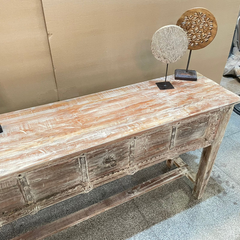 Handmade Indian Furniture Solid Mango Wood Console Hall Table Rustic White Handmade Indian Furniture Solid Mango Wood Console Hall Table Rustic White