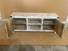 Indian Furniture Handmade Carved Solid Hard Wood 2 Doors Tv Unit Rustic White Indian Furniture Handmade Carved Solid Hard Wood 2 Doors Tv Unit Rustic White