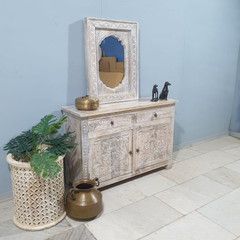 Handmade Indian Furniture Carved Solid Hard Wood 2 Door Cabinet All White Handmade Indian Furniture Carved Solid Hard Wood 2 Door Cabinet All White