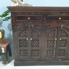 Handmade Indian Furniture Solid Hard Wood Carved 8Doors and 4 Drawers Sideboard Brown Handmade Indian Furniture Solid Hard Wood Carved 8Doors and 4 Drawers Sideboard Brown