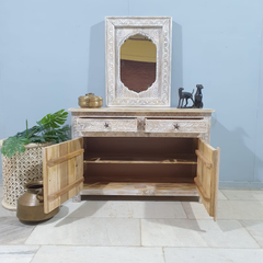 Handmade Indian Furniture Carved Solid Hard Wood 2 Door Cabinet All White Handmade Indian Furniture Carved Solid Hard Wood 2 Door Cabinet All White