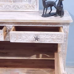 Handmade Indian Furniture Carved Solid Hard Wood 2 Door Cabinet All White Handmade Indian Furniture Carved Solid Hard Wood 2 Door Cabinet All White