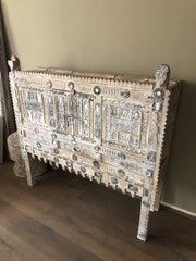 Indian Antique Tribal Hand Carved Art Wooden Damchiya Whitewash 141cm Indian Antique Tribal Hand Carved Art Wooden Damchiya Whitewash 141cm