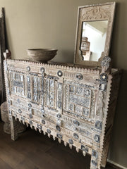 Indian Antique Tribal Hand Carved Art Wooden Damchiya Whitewash 141cm Indian Antique Tribal Hand Carved Art Wooden Damchiya Whitewash 141cm