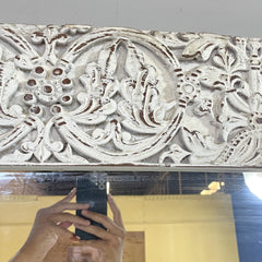 Handcrafted Indian Furniture Carved Solid Hard Wood Mirror Frame in White 120x5x220Cm Handcrafted Indian Furniture Carved Solid Hard Wood Mirror Frame in White 120x5x220Cm