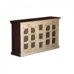 Indian Embossed Antique Brass work Solid wood Sideboard Cream Buffet 160cm Indian Embossed Antique Brass work Solid wood Sideboard Cream Buffet 160cm