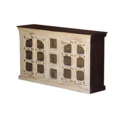 Indian Embossed Antique Brass work Solid wood Sideboard Cream Buffet 160cm Indian Embossed Antique Brass work Solid wood Sideboard Cream Buffet 160cm