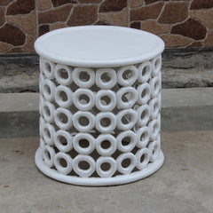 Bristol Carved Rings Round White Coffee Table Bristol Carved Rings Round White Coffee Table