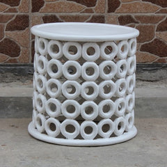 Bristol Carved Rings Round White Coffee Table Bristol Carved Rings Round White Coffee Table