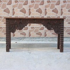 Antique Indian carved chocolate Brown Console Hall Table Antique Indian carved chocolate Brown Console Hall Table