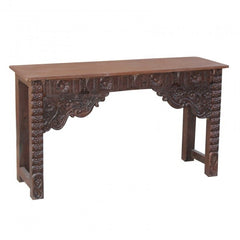 Antique Indian carved chocolate Brown Console Hall Table Antique Indian carved chocolate Brown Console Hall Table