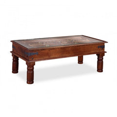 Embossed Antique Brass work Solid wood Indian Golden Window Style Coffee table Embossed Antique Brass work Solid wood Indian Golden Window Style Coffee table