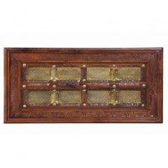 Embossed Antique Brass work Solid wood Indian Golden Window Style Coffee table Embossed Antique Brass work Solid wood Indian Golden Window Style Coffee table