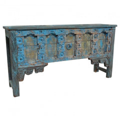 Antique Carved Console Table Blue Antique Carved Console Table Blue