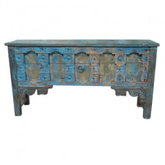 Antique Carved Console Table Blue Antique Carved Console Table Blue