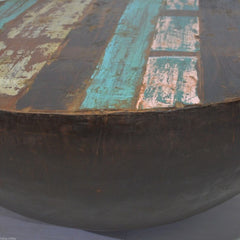 NIRVANA Reclaimed Old Timber Drum Round Coffee Table 35x40x94 cm NIRVANA Reclaimed Old Timber Drum Round Coffee Table 35x40x94 cm