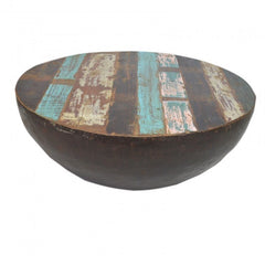 NIRVANA Reclaimed Old Timber Drum Round Coffee Table 35x40x94 cm NIRVANA Reclaimed Old Timber Drum Round Coffee Table 35x40x94 cm