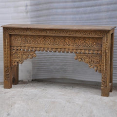 Antique Indian Carved Natural Console Table Antique Indian Carved Natural Console Table
