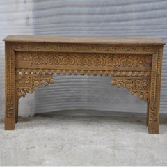 Antique Indian Carved Natural Console Table Antique Indian Carved Natural Console Table