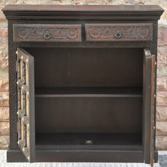 Indian Embossed Antique Brass work Solid wood 2 Door Sideboard 90x40x90cm Indian Embossed Antique Brass work Solid wood 2 Door Sideboard 90x40x90cm