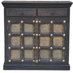 Indian Embossed Antique Brass work Solid wood 2 Door Sideboard 90x40x90cm Indian Embossed Antique Brass work Solid wood 2 Door Sideboard 90x40x90cm