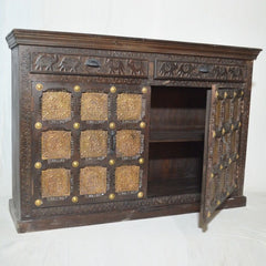 Indian Embossed Antique Brass work Solid wood 2 Door Sideboard Walnut 150cm Indian Embossed Antique Brass work Solid wood 2 Door Sideboard Walnut 150cm