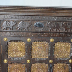 Indian Embossed Antique Brass work Solid wood 2 Door Sideboard Walnut 150cm Indian Embossed Antique Brass work Solid wood 2 Door Sideboard Walnut 150cm