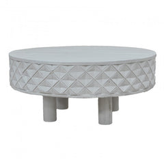 Bristol Carved Diamond Round Coffee Table Legs White Bristol Carved Diamond Round Coffee Table Legs White