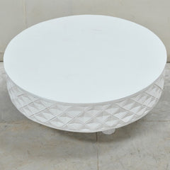 Bristol Carved Diamond Round Coffee Table Legs White Bristol Carved Diamond Round Coffee Table Legs White