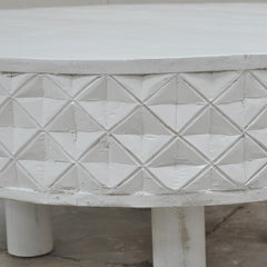 Bristol Carved Diamond Round Coffee Table Legs White Bristol Carved Diamond Round Coffee Table Legs White