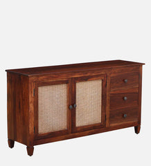 Rattan Elegance Series Sheesham Wood Sideboard in Scratch Resistant Honey Oak Rattan Elegance Series Sheesham Wood Sideboard in Scratch Resistant Honey Oak