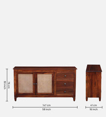 Rattan Elegance Series Sheesham Wood Sideboard in Scratch Resistant Honey Oak Rattan Elegance Series Sheesham Wood Sideboard in Scratch Resistant Honey Oak