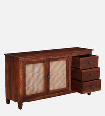 Rattan Elegance Series Sheesham Wood Sideboard in Scratch Resistant Honey Oak Rattan Elegance Series Sheesham Wood Sideboard in Scratch Resistant Honey Oak