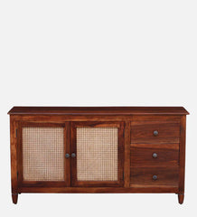 Rattan Elegance Series Sheesham Wood Sideboard in Scratch Resistant Honey Oak Rattan Elegance Series Sheesham Wood Sideboard in Scratch Resistant Honey Oak