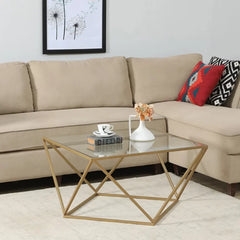 Kraft Bazaar Gold Geometric Coffee Table 79x79x45Cm Kraft Bazaar Gold Geometric Coffee Table 79x79x45Cm